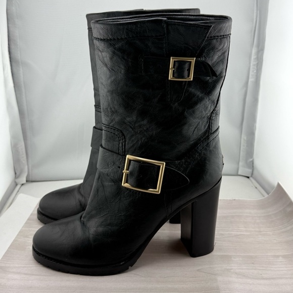 Jimmy Choo Black Ankle Booties with Chunky Heel - Picture 4 of 6